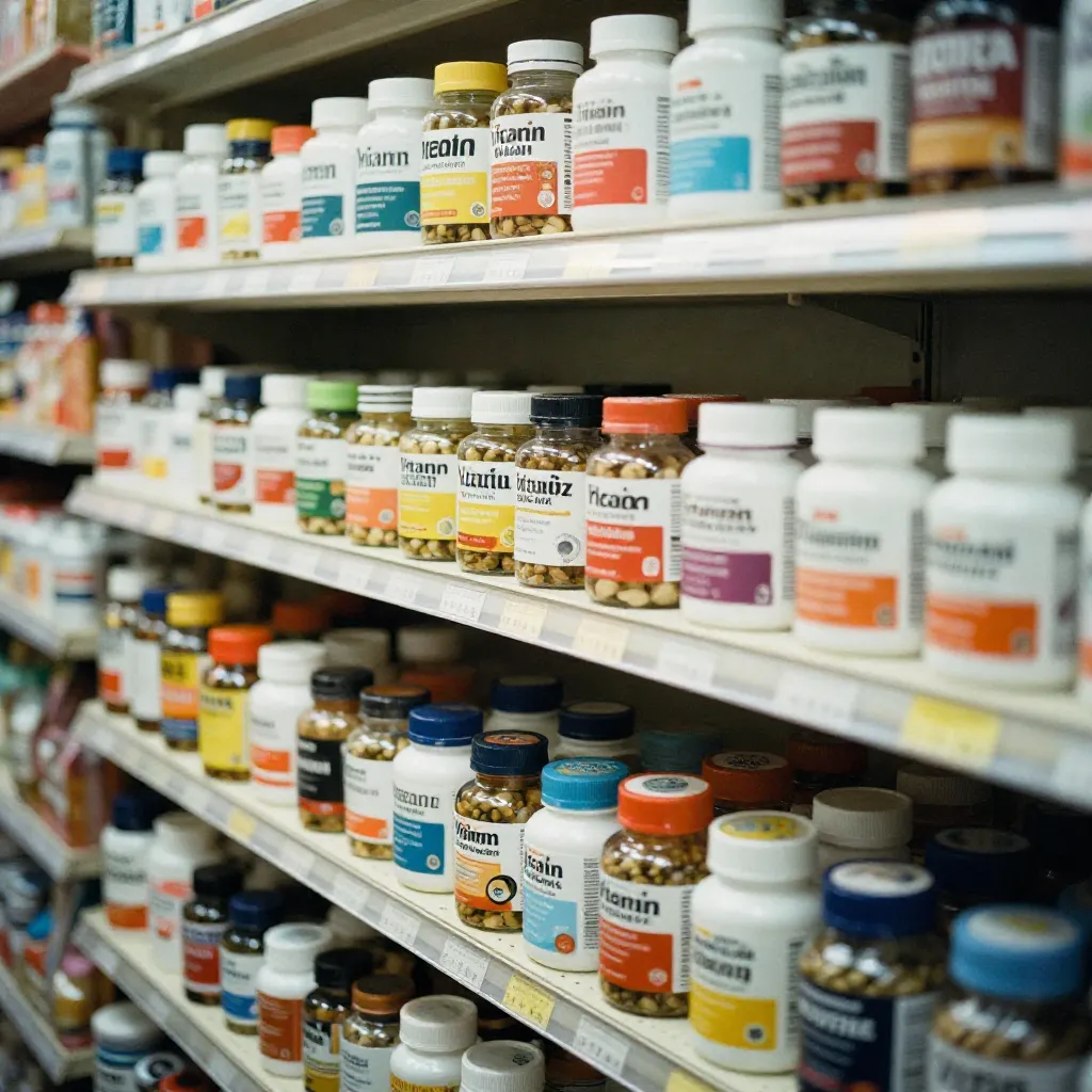 Interior aisle with products and directional signage
