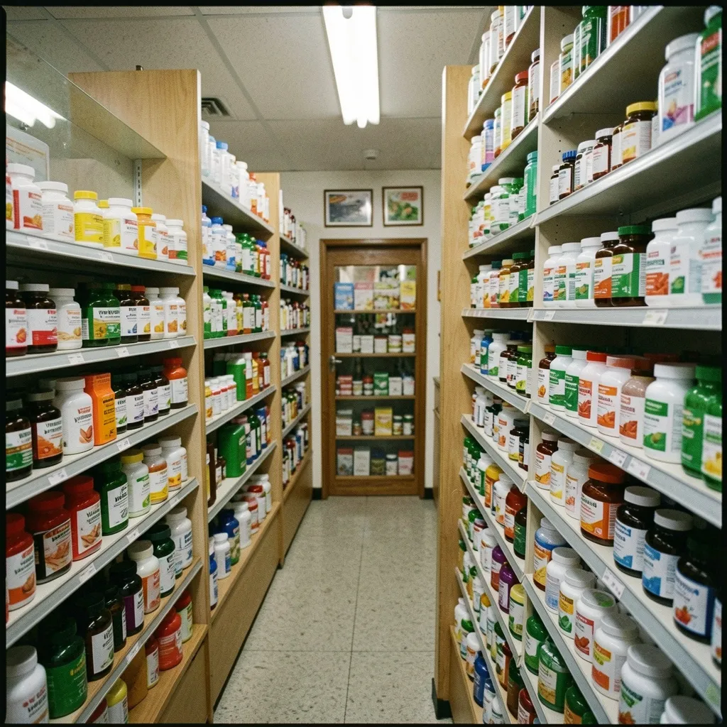 Close view of capsules and glass containers